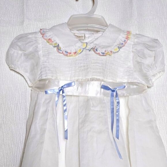 Leonarda Designs White Organza Overlay & Embroidered Cotton Puff Sleeve Dress - Picture 3 of 11